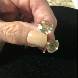 3+ cts Green Amethyst 14 kt gold Earrings